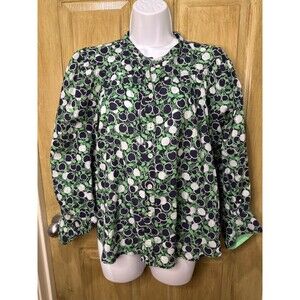 Maeve By Anthropologie Green & Blue Button-Up Shirt Large 100% Cotton